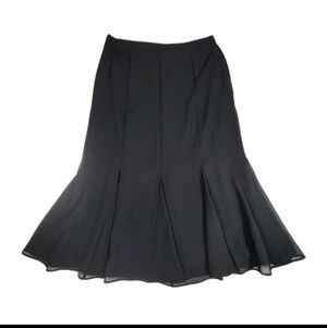 MSK Womens Chiffon Layered Flounce Hem Midi Skirt Size XL Black Capsule Pc EUC